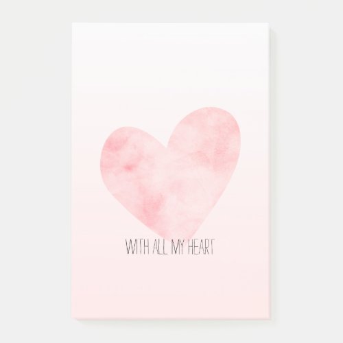 Blush Pink Watercolor Heart Post_it Notes