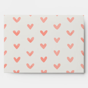 Blush Pink Watercolor Hearts Pattern Envelope