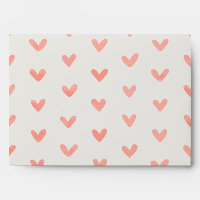 Blush Pink Watercolor Hearts Pattern Envelope (Front)