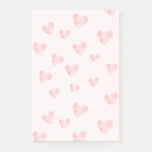 Blush Pink Watercolor Hearts Post-it Notes