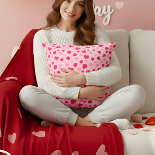 Blush Pink Watercolor Hearts Valentine Gift Throw Pillow