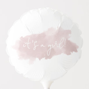 Blush Pink Watercolor It's a Girl Baby Shower Balloon