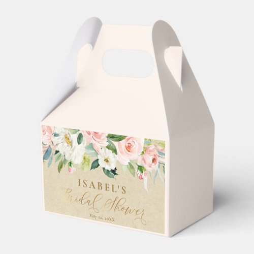 Blush Pink Watercolor  Kraft Rustic Bridal Shower Favor Boxes