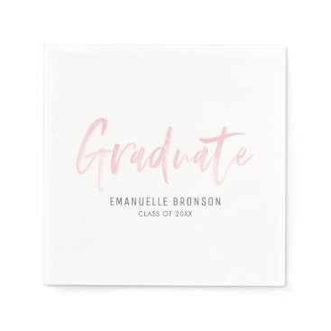 Blush Pink Watercolor Lettering Graduation Napkins