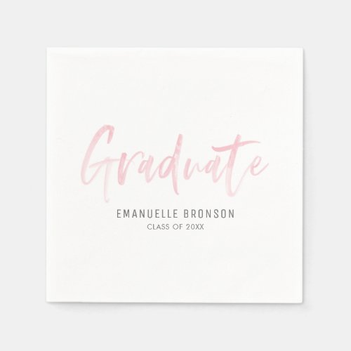 Blush Pink Watercolor Lettering Graduation Napkins