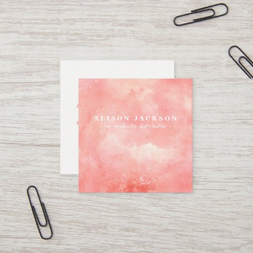 Blush pink watercolor lip product distributor square business card