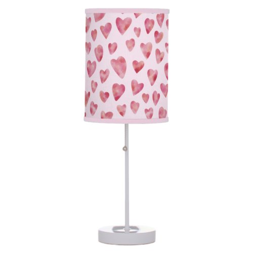 Blush Pink Watercolor Love Hearts pattern Table Lamp