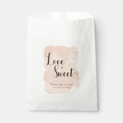Blush Pink Watercolor Love Is Sweet Wedding Candy Favor Bag