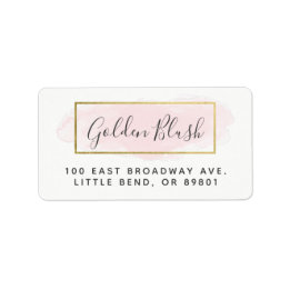 Blush Pink Watercolor & Modern Gold Chic Address Label