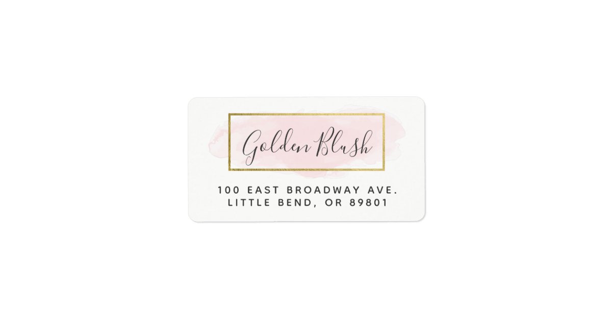 Blush Pink Watercolor & Modern Gold Chic Address Label | Zazzle