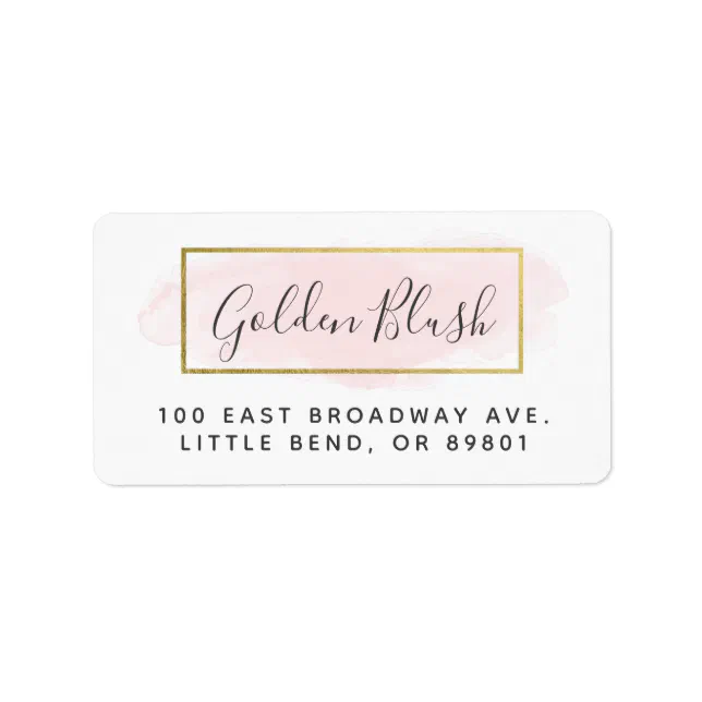 Blush Pink Watercolor & Modern Gold Chic Address Label | Zazzle