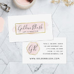 Blush Pink Watercolor &amp; Modern Gold Geometric Chic Business Card at Zazzle