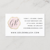 Blush Pink Watercolor & Modern Gold Geometric Chic Business Card (Back)