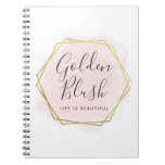 Blush Pink Watercolor &amp; Modern Gold Geometric Chic Notebook at Zazzle