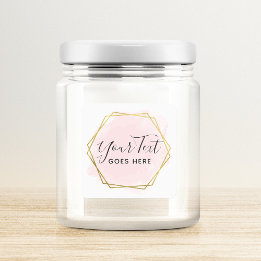 Blush Pink Watercolor & Modern Gold Geometric Chic Square Sticker