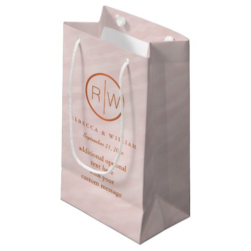 Blush Pink Watercolor Monogram Wedding Party Small Gift Bag