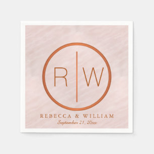 Blush Pink Watercolor Monogram Wedding Supplies Paper Napkins