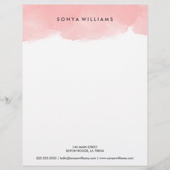 Blush Pink Watercolor Office Letterhead by fancypaperie at Zazzle