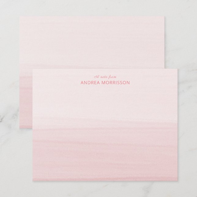 Blush Pink Watercolor Ombre Note Card (Front/Back)