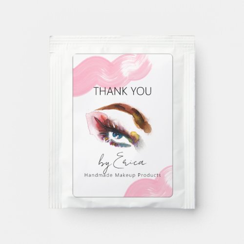 Blush Pink Watercolor Painted Eye Thank You Logo  Tea Bag Drink Mix