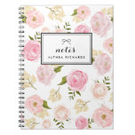 Blush Pink Watercolor Peonies Pattern Personalized Notebook at Zazzle
