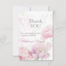 Blush Pink Watercolor Peony 40th Birthday