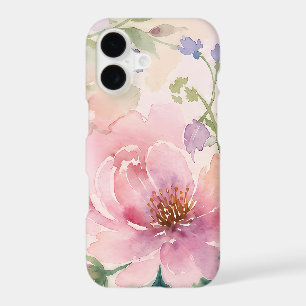 Blush Pink Watercolor Peony Floral iPhone 17 Case