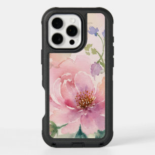 Blush Pink Watercolor Peony Floral iPhone 16 Pro Max Case