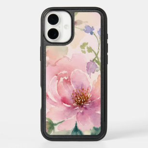 Blush Pink Watercolor Peony Floral iPhone 16 Plus Case