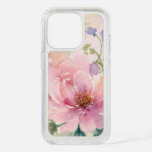 Blush Pink Watercolor Peony Floral iPhone 15 Pro Case