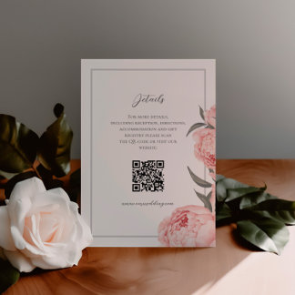 Blush Pink Watercolor Peony Wedding Enclosure Card