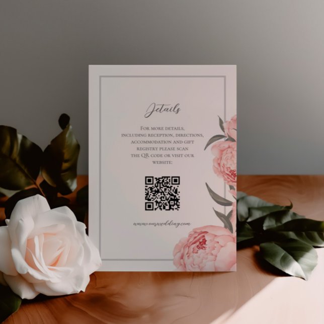 Blush Pink Watercolor Peony Wedding Enclosure Card (Creator Uploaded)