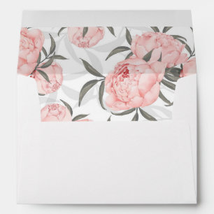 Blush Pink Watercolor Peony Wedding Envelope
