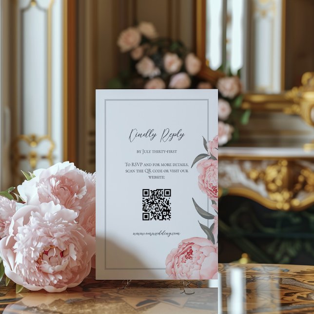Blush Pink Watercolor Peony Wedding Response Card (Creator Uploaded)