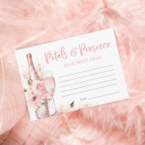 Blush Pink Watercolor Petals  Prosecco Date Game Enclosure Card