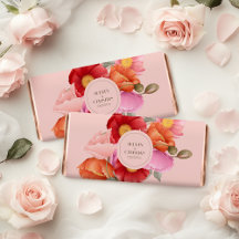 Blush Pink Watercolor Poppy Chocolate Bars 