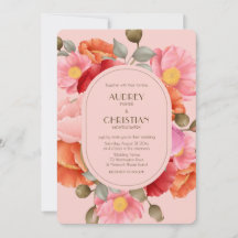 Blush Pink Watercolor Poppy Wedding Invitation