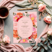 Blush Pink Watercolor Poppy Wedding Invitation
