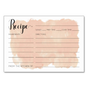 Blush Pink Watercolor Recipe Cards Bridal Shower