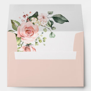 Blush Pink Watercolor Romantic Floral Wedding Envelope