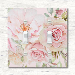 Blush Pink Watercolor Rose Flower Floral  Light Switch Cover