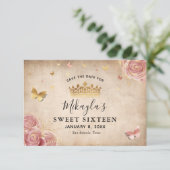 Blush Pink Watercolor Rose Gold Elegant Save The D Save The Date (Standing Front)