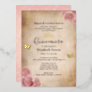 Blush Pink Watercolor Rose Gold Quinceañera Foil Invitation