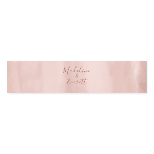 Blush Pink Watercolor  Rose Gold Wedding Monogram Napkin Bands