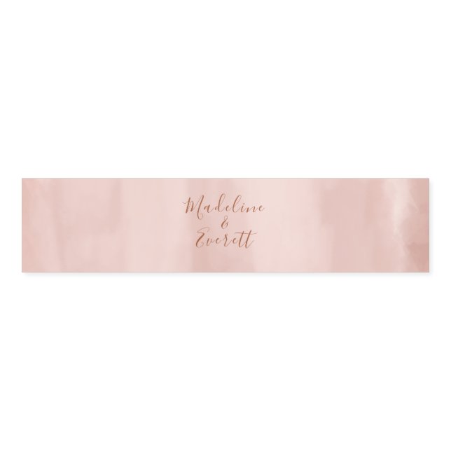Blush Pink Watercolor & Rose Gold Wedding Monogram Napkin Bands (Unfolded)