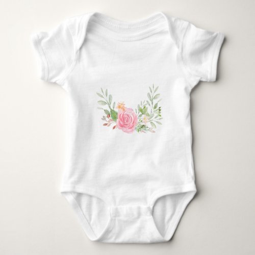 Blush pink watercolor roses baby bodysuit