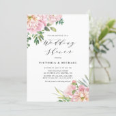 Blush Pink Watercolor Roses Floral Wedding Shower Invitation (Standing Front)