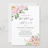 Blush Pink Watercolor Roses Floral Wedding Shower Invitation (Front)
