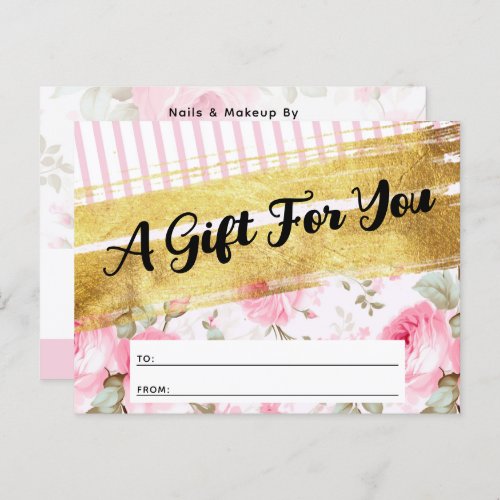 Blush Pink Watercolor Roses Gift Certificate Card