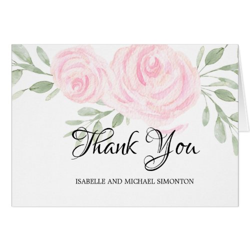 Blush Pink Watercolor Roses Personalized Thank You